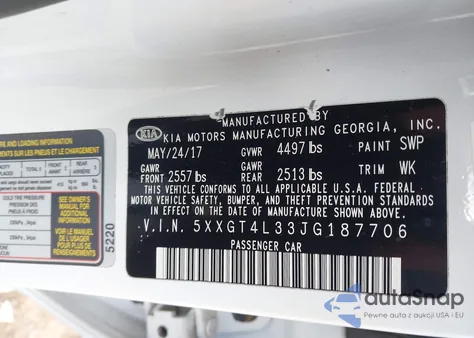 2018 Kia Optima S from USA, damaged, VIN 5XXGT4L33JG187706